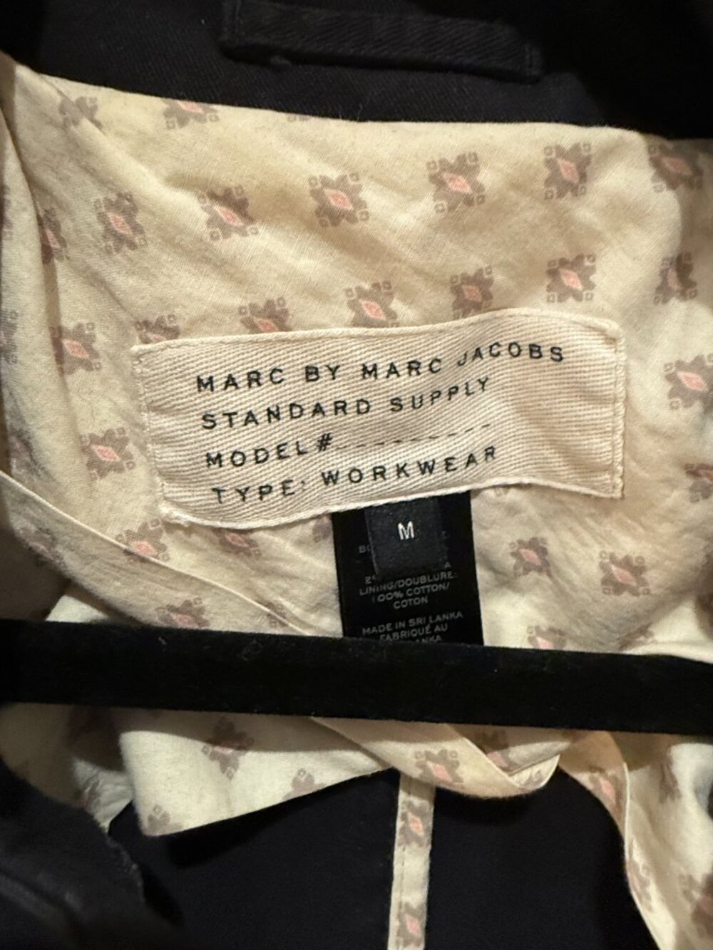 Marc by Marc Jacobs Black Cotton Trench Coat White Piping 3/4 Sleeve Nautical M - Picture 5 of 8